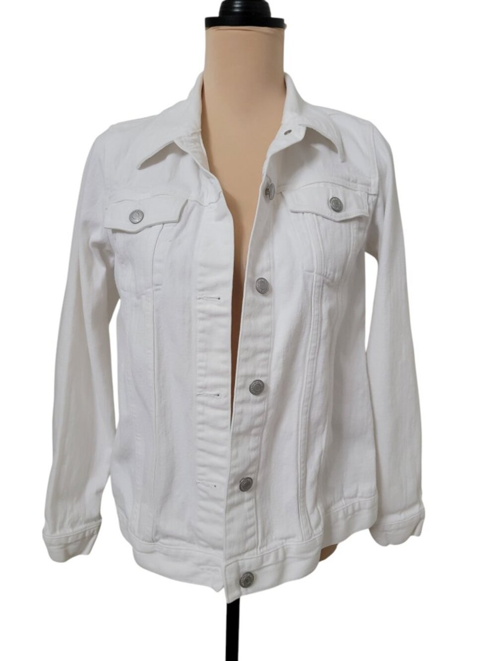 Old Navy Size M (Maternity) White Classic Denim Jean Jacket